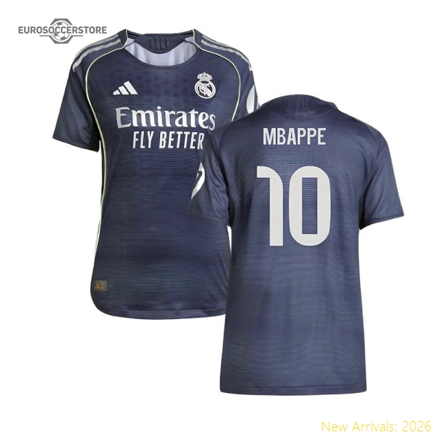 2025-2026 Real Madrid Authentic Away Shirt (Ladies) (Mbappe 10)-The Soccer Shirt Hub