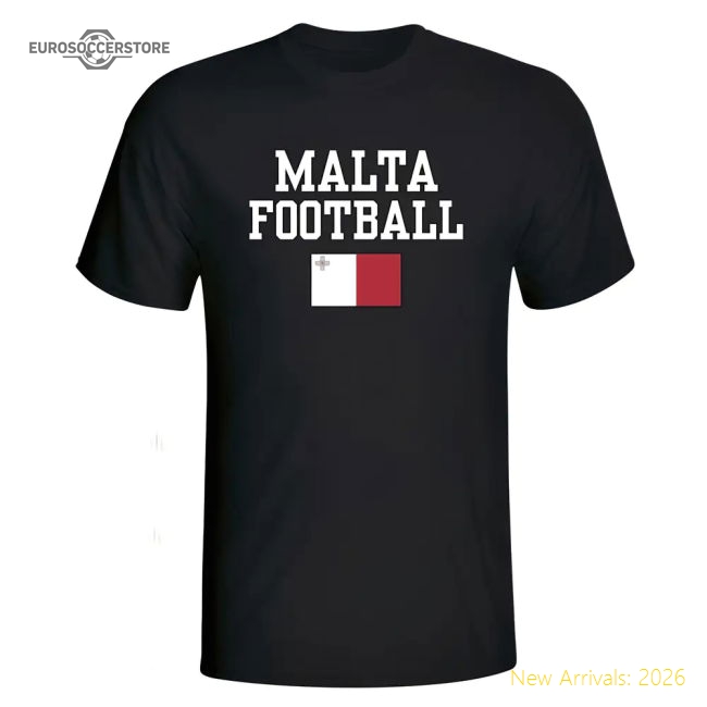 Malta Football T-Shirt - Black-The Soccer Shirt Hub