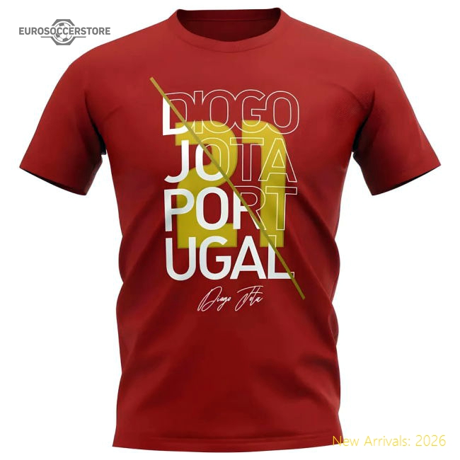 Diogo Jota Portugal Graphic Signature T-Shirt (Red)-The Soccer Shirt Hub