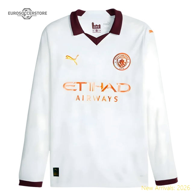 2023-2024 Man City Long Sleeve Away Shirt (BERNARDO 20)-The Soccer Shirt Hub