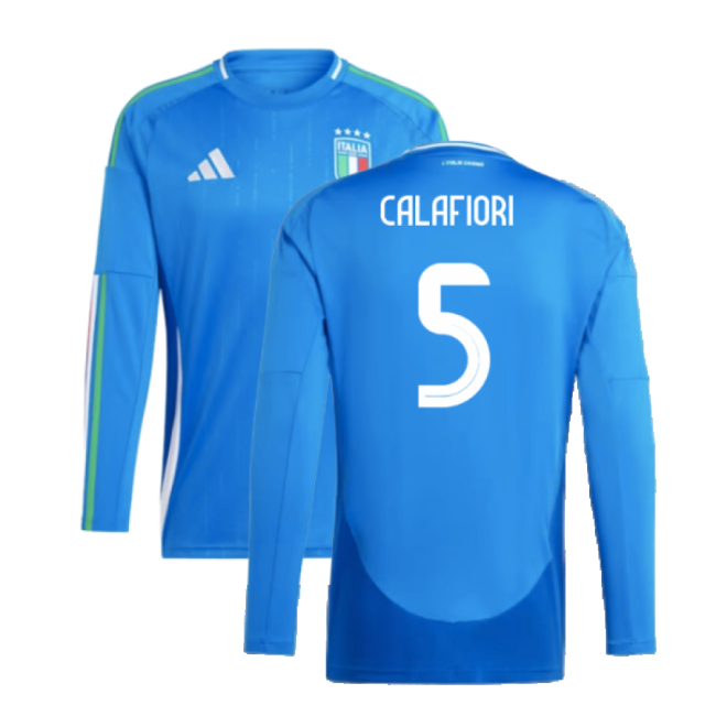 2024-2025 Italy Long Sleeve Home Shirt (CALAFIORI 5)-The Soccer Shirt Hub