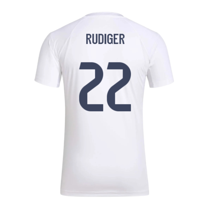 2025-2026 Real Madrid Seasonal Graphic Tee (White) (Rudiger 22)-The Soccer Shirt Hub