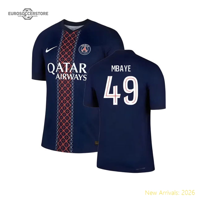 2025-2026 PSG Home Dri-Fit ADV Authentic Shirt (Mbaye 49)-The Soccer Shirt Hub