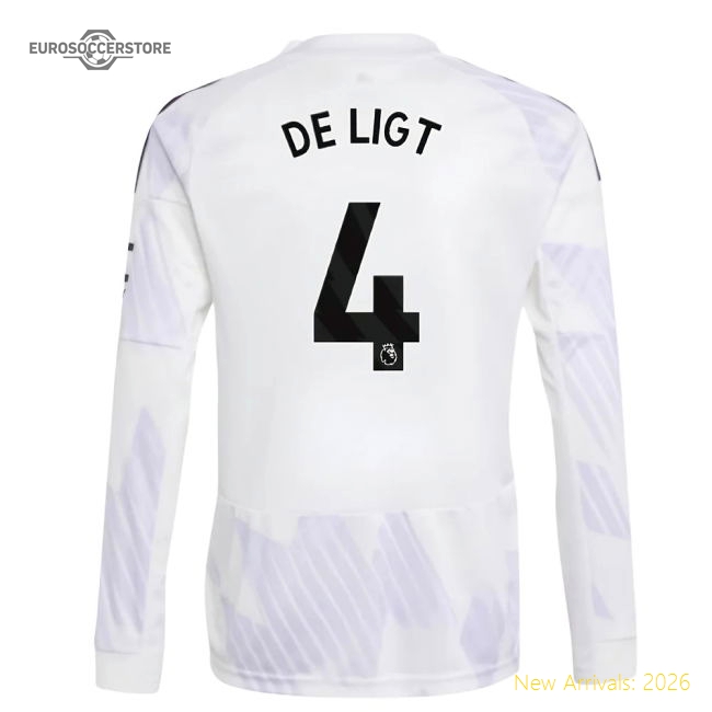 2025-2026 Man Utd Long Sleeve Away Shirt (Kids) (De Ligt 4)-The Soccer Shirt Hub