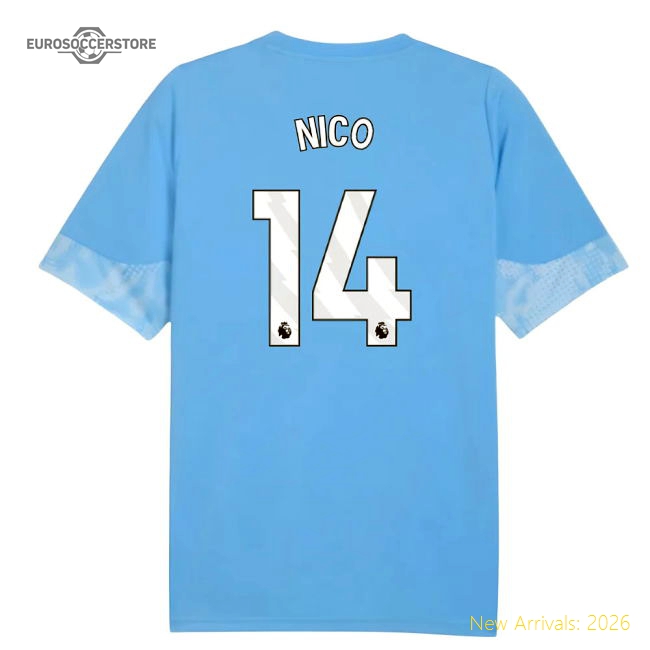 2025-2026 Man City Training Jersey (Light Blue) (Nico 14)-The Soccer Shirt Hub