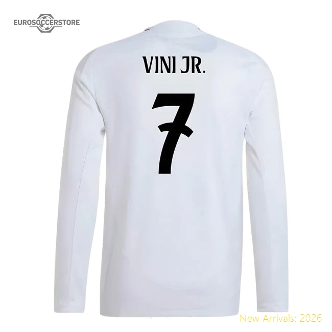 2024-2025 Real Madrid Authentic Long Sleeve Home Shirt (Vini Jr. 7)-The Soccer Shirt Hub
