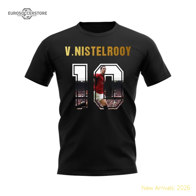 Ruud Van Nistelrooy Name And Number Manchester United T-Shirt (Black)-The Soccer Shirt Hub