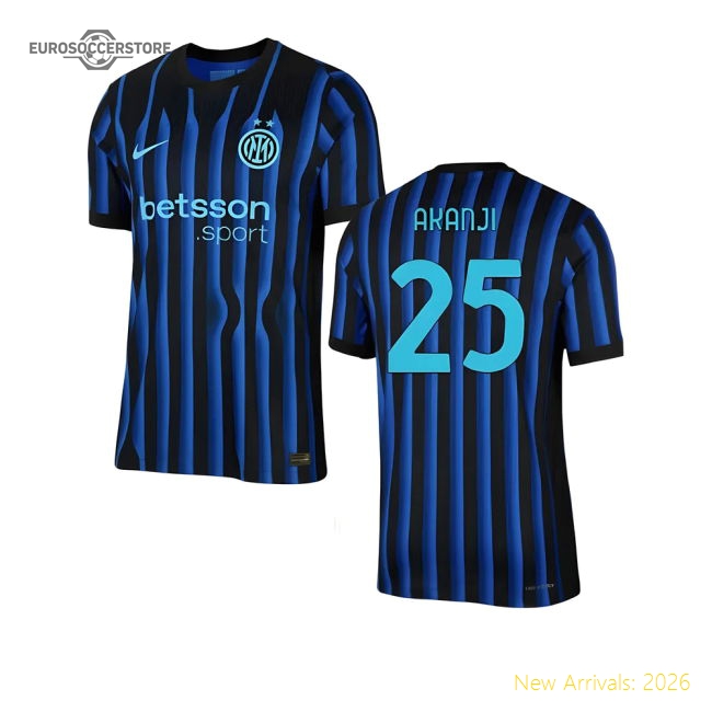 2025-2026 Inter Milan Home Authentic Dri-Fit ADV Shirt (Akanji 25)-The Soccer Shirt Hub