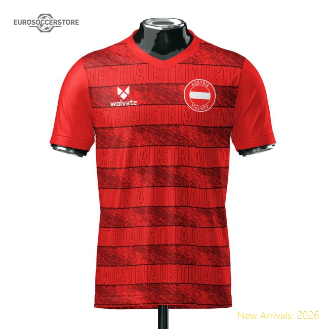 Austria Heritage Red Football Jersey (Wolvate) Adult Short Sleeve-The Soccer Shirt Hub