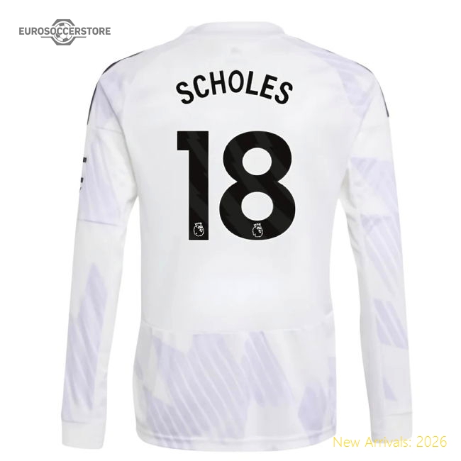 2025-2026 Man Utd Long Sleeve Away Shirt (Kids) (Scholes 18)-The Soccer Shirt Hub