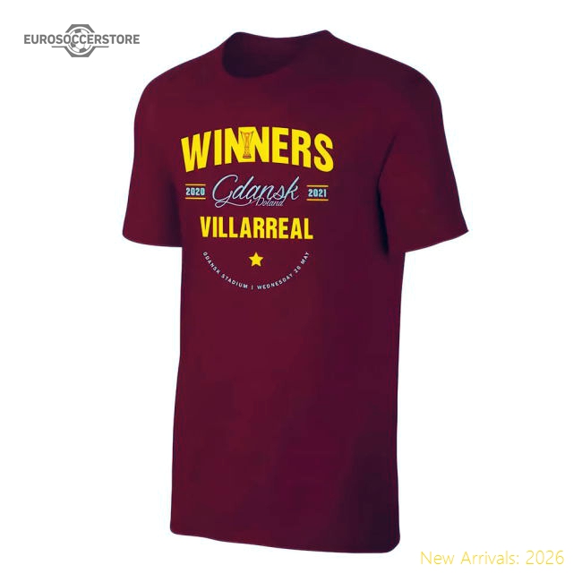 Villarreal WINNERS 2021 T-Shirt - Crimson-The Soccer Shirt Hub