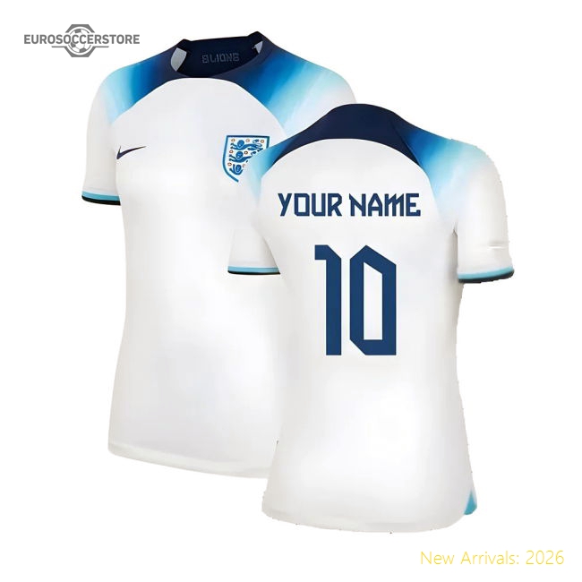 2022-2023 England Home Shirt (Ladies) (Your Name)-The Soccer Shirt Hub