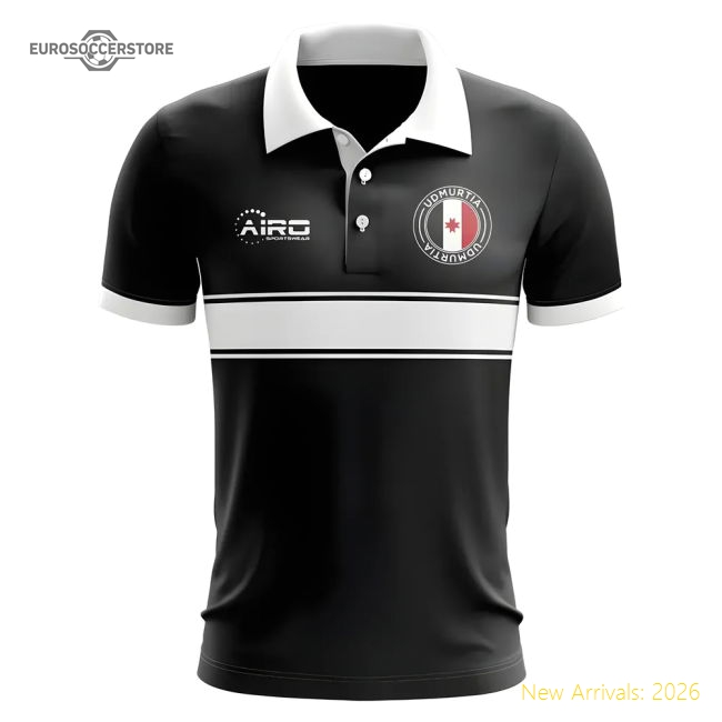 Udmurtia Concept Stripe Polo Shirt (Black)-The Soccer Shirt Hub