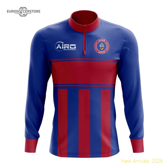 Guam Concept Football Half Zip Midlayer Top (Blue-Red)-The Soccer Shirt Hub