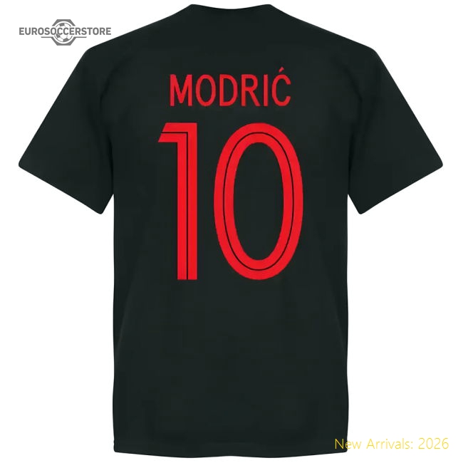 Croatia Modric 10 Team T-Shirt - Black-The Soccer Shirt Hub