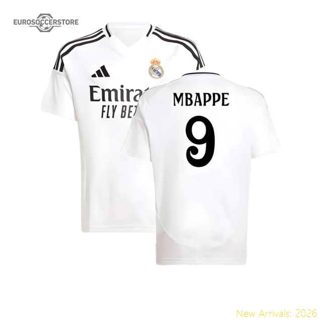 2024-2025 Real Madrid Home Shirt (Kids) (Mbappe 9)-The Soccer Shirt Hub