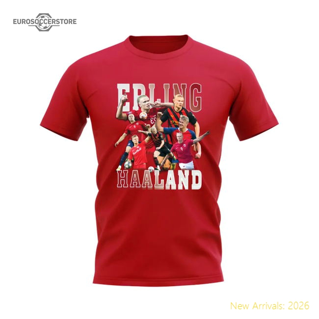 Erling Haaland Bootleg T Shirt (Red)-The Soccer Shirt Hub