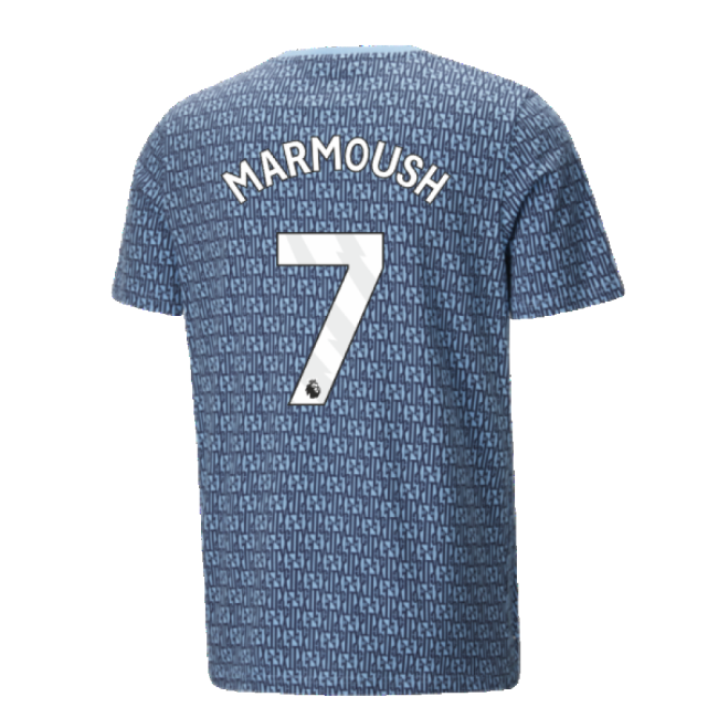 2024-2025 Man City ftblCulture Tee AOP (Navy) - Kids (Marmoush 7)-The Soccer Shirt Hub