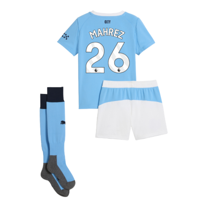 2025-2026 Man City Home Mini Kit (Mahrez 26)-The Soccer Shirt Hub