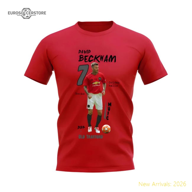 David Beckham Manchester United Graphic T-Shirt (Red)-The Soccer Shirt Hub