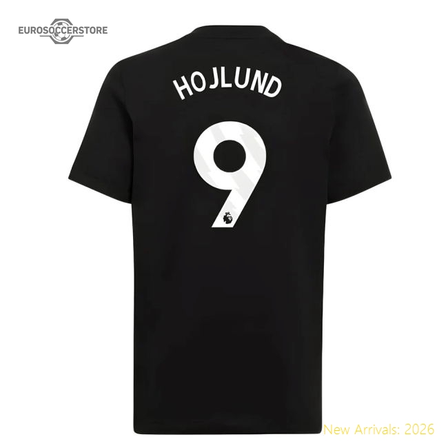 2025-2026 Man Utd EU Training Tee (Black) (Hojlund 9)-The Soccer Shirt Hub