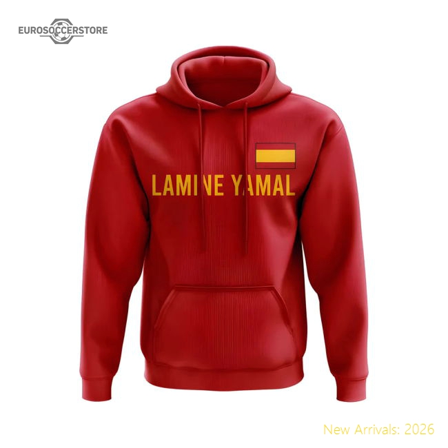 Lamine Yamal Spain Flag Hoody (Red)-The Soccer Shirt Hub