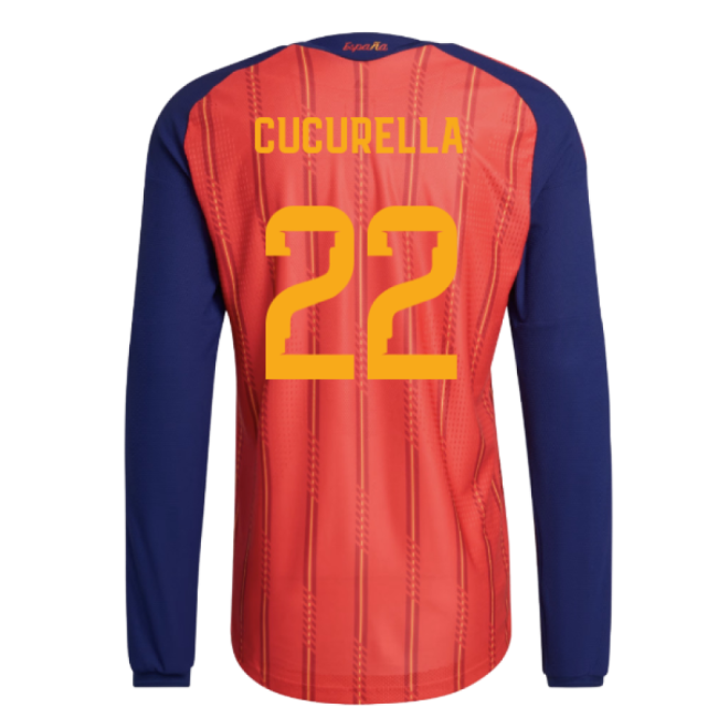 2026-2027 Spain Authentic Long Sleeve Home Shirt (Cucurella 22)-The Soccer Shirt Hub