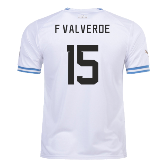 2022-2023 Uruguay Away Shirt (F Valverde 15)-The Soccer Shirt Hub