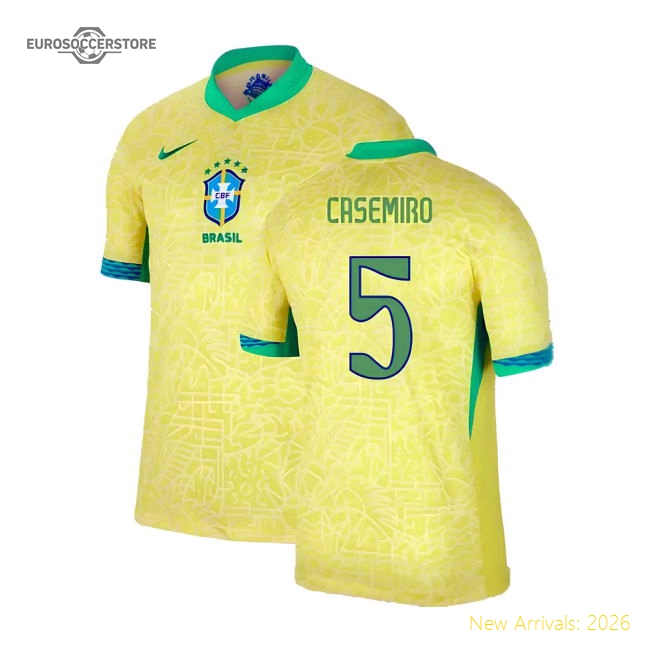2024-2025 Brazil Home Shirt (Casemiro 5)-The Soccer Shirt Hub