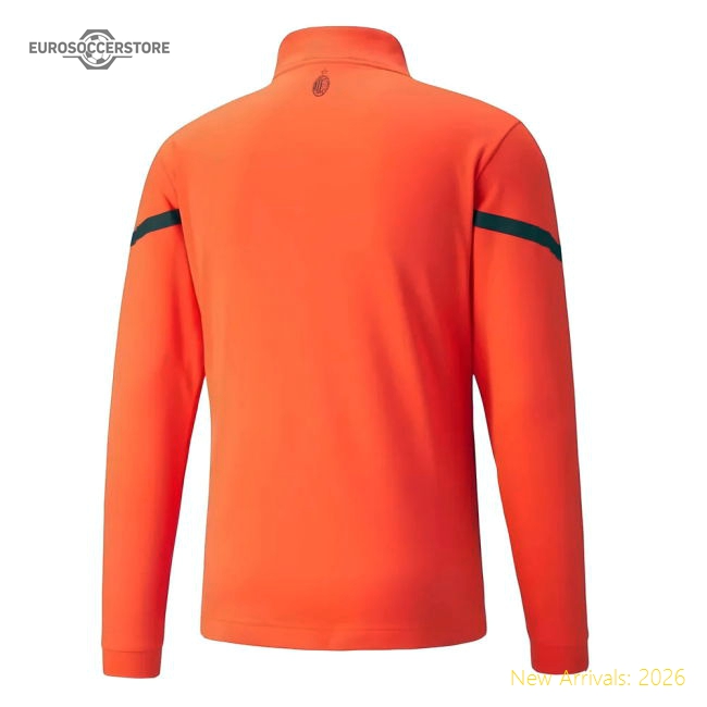 2021-2022 AC Milan Pre-Match Half Zip Top (Red)-The Soccer Shirt Hub