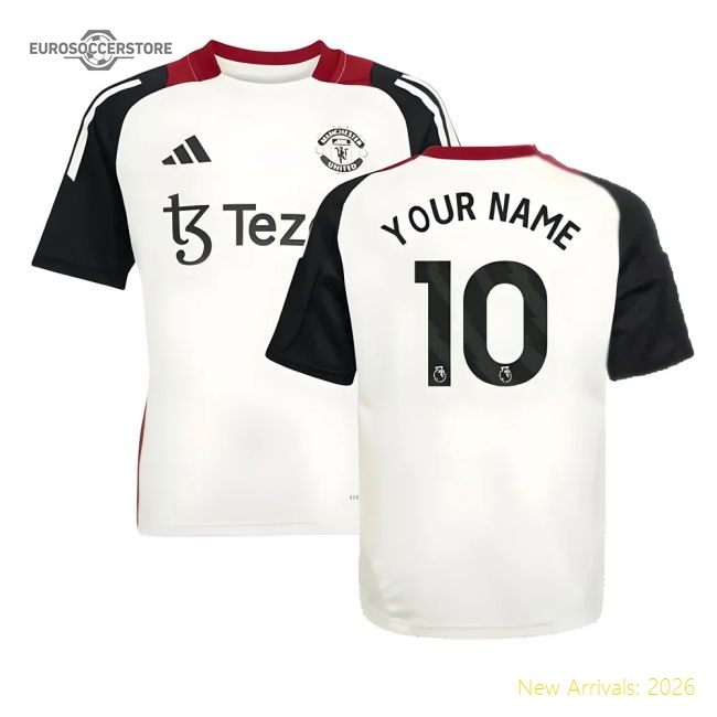 2024-2025 Man Utd Training Jersey (Off White) - Kids (Your Name)-The Soccer Shirt Hub
