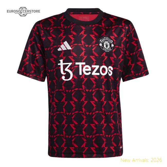2024-2025 Man Utd Pre-Match Shirt (Black) - Kids (Garnacho 17)-The Soccer Shirt Hub