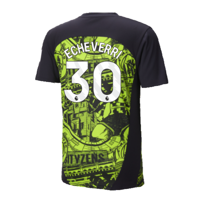 2024-2025 Man City Pre-Match Shirt (Yellow Glow) - Kids (Echeverri 30)-The Soccer Shirt Hub