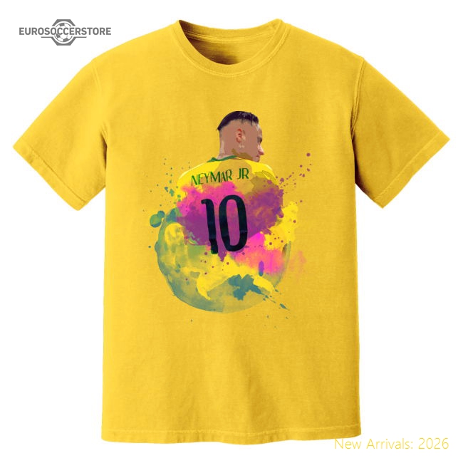 Neymar Brazil Art T-Shirt (Yellow)-The Soccer Shirt Hub