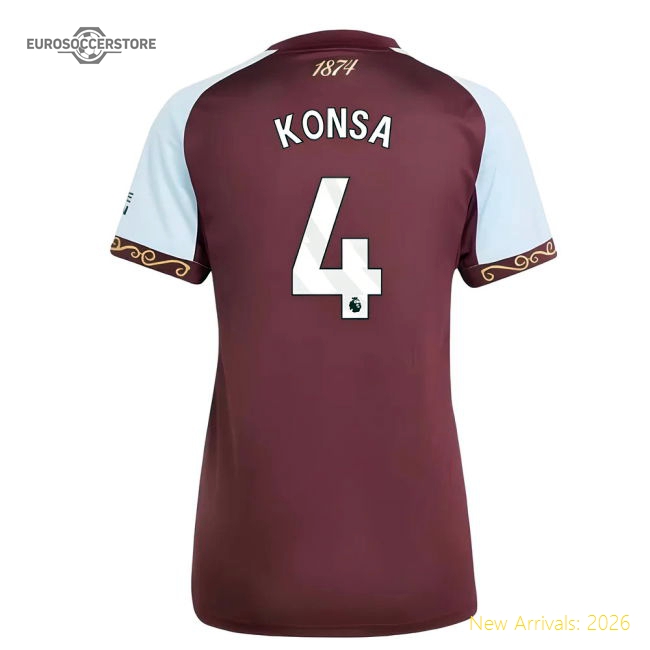2025-2026 Aston Villa Home Shirt (Womens) (Konsa 4)-The Soccer Shirt Hub