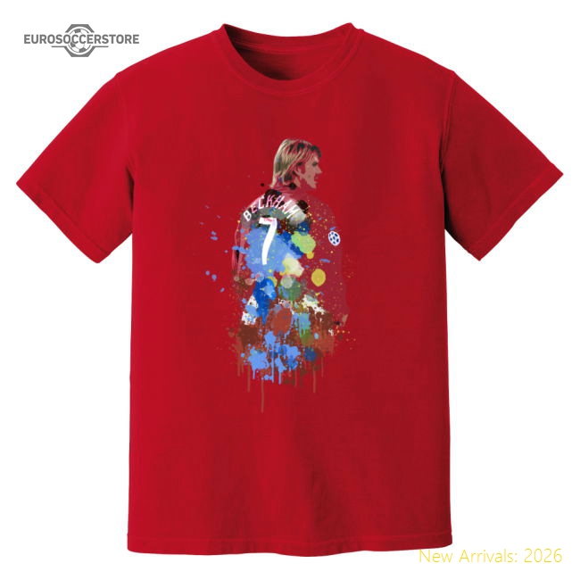 David Beckham Man United Art T-Shirt (Red)-The Soccer Shirt Hub
