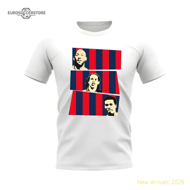 Anelka Ronaldinho Okocha PSG T-Shirt (White)-The Soccer Shirt Hub