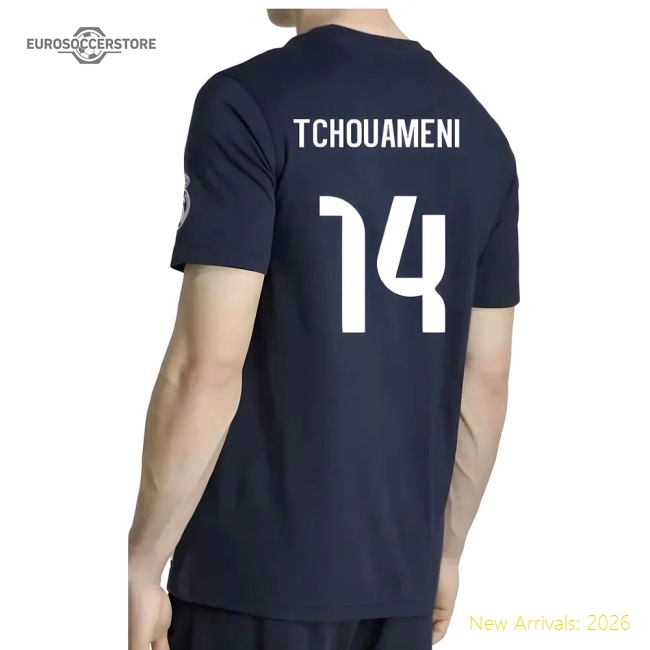 2025-2026 Real Madrid US Tee (Navy) (Tchouameni 14)-The Soccer Shirt Hub