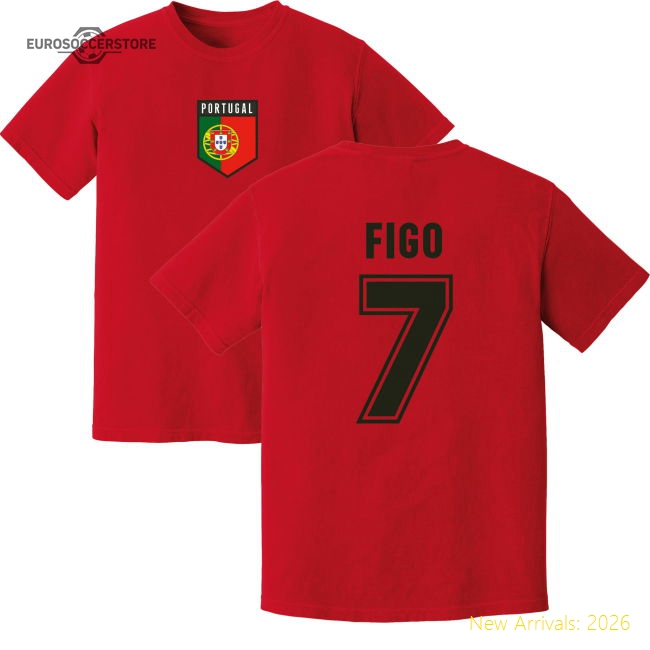 Figo Portugal Training Jersey (Red)-The Soccer Shirt Hub