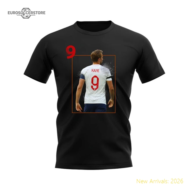 Harry Kane England Fade T-Shirt (Black)-The Soccer Shirt Hub