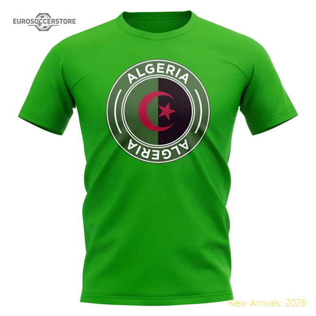 Algeria Football Badge T-Shirt (Green)-The Soccer Shirt Hub