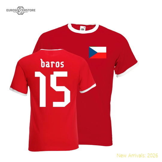 Milan Baros Czech Republic Ringer Tee (red)-The Soccer Shirt Hub