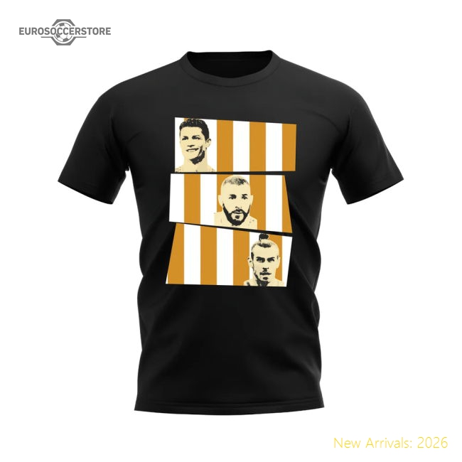 Ronaldo Benzema Bale Real Madrid Trio T-Shirt (Black)-The Soccer Shirt Hub