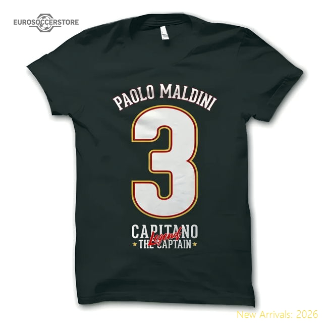 Paolo Maldini Capitano T-Shirt (Black)-The Soccer Shirt Hub