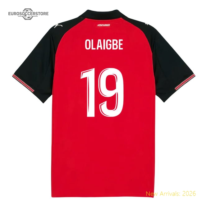 2025-2026 Stade Rennais Home Shirt (Olaigbe 19)-The Soccer Shirt Hub