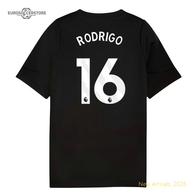 2025-2026 Man City Training Jersey (Black) - Kids (Rodrigo 16)-The Soccer Shirt Hub