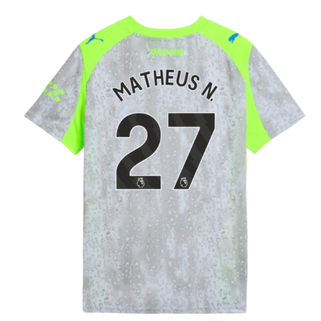 2025-2026 Man City Third Shirt (Kids) (Matheus N. 27)-The Soccer Shirt Hub