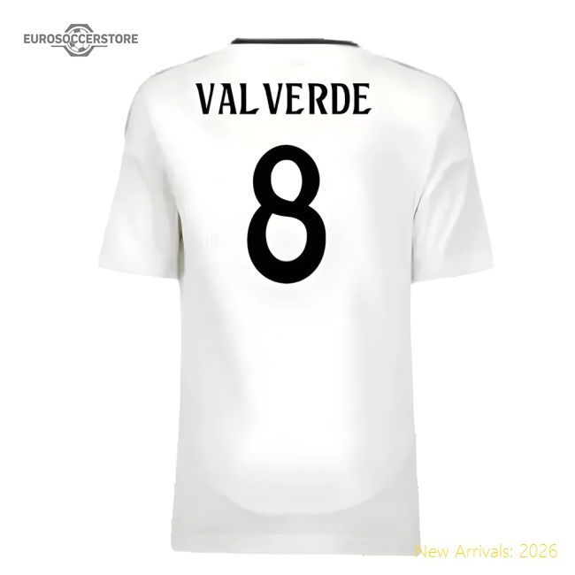 2024-2025 Real Madrid Home Youth Kit (Valverde 8)-The Soccer Shirt Hub