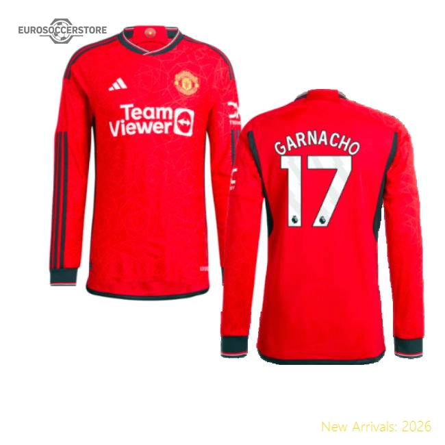2023-2024 Man Utd Long Sleeve Home Shirt (Garnacho 17)-The Soccer Shirt Hub