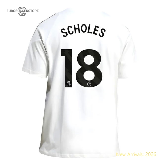 2025-2026 Man Utd Training Tee (White) (Scholes 18)-The Soccer Shirt Hub